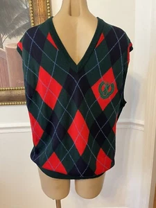 EXC Peter Scott Old Course Scotland St Andrew's Wool Argyle Sweater Vest Sz 42 - Picture 1 of 9