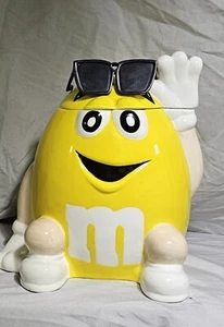 Vintage M&M Characters Cookie Jar Yellow With Original SUNGLASSES 10" - Picture 1 of 21
