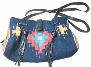 Saddlebag Blanket Med Purse Bag Tote Angora Mohair Loomed South Western Mexico - Picture 1 of 6