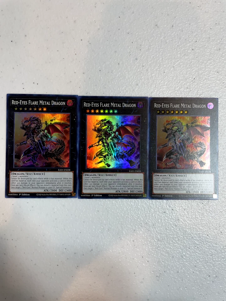 yugioh red-eyes flare metal dragon super rare 3x ra01-en038 playset RA01 - Image 1 of 1