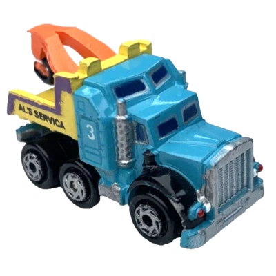 Micro Machines Al's Service Tow Truck Blue Yellow Orange 1989 Galoob - Image 1 of 2