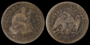 Moneda de plata tipo 3 flechas y rayos libertad sentada 1853 tonificada - Imagen 1 de 3