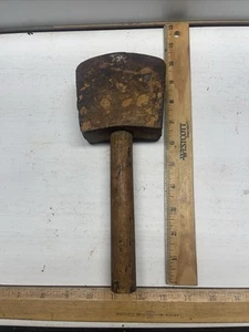 Vintage Wood Carvers Mallet Chisel Hammer Antique Primitive Tappered Block Head - Picture 1 of 18