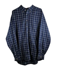 Jos. A Bank Travelers Collection XL Mens Dress Shirt Button Down Navy Plaid  - Picture 1 of 6