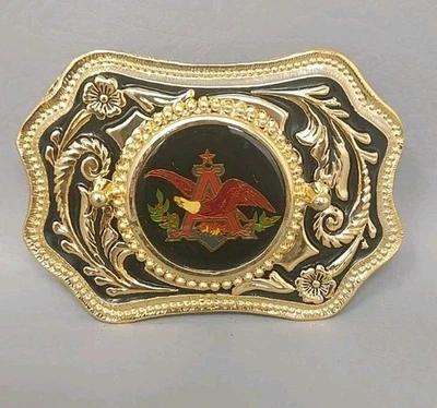 Vintage Anheuser-Busch Eagle Country Western Gold/Black Inlay Belt Buckle  - Image 1 of 4