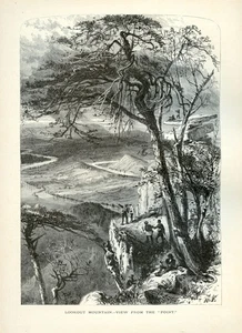 Lookout Mountain Tennessee Antique Wood Engraving 1872 Landscape Print - Picture 1 of 3