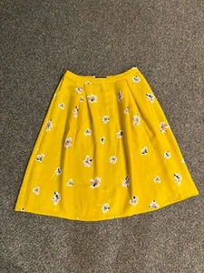 VTG A line Skirt Large Wide Yellow Floral Knee Length Summer Spring Summer - Picture 1 of 5