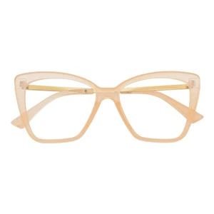 KATE - Oversize Womens Cat Eye Blue Light Glasses Clear Peach Clear Lens - Picture 1 of 8