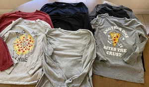 Lot of 7 Boys Size 14 Long Sleeved T-Shirts Henley PIZZA theme OshKosh PLACE - Picture 1 of 14