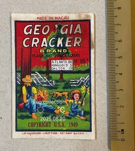 Label Only! original firecracker label Geo'gia cracker brand USA fcp180 - Picture 1 of 2