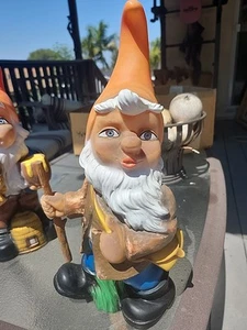 Vintage Zeho Gesch gehender Gartenzwerg Kunststoff Gummi Figur West Germany 14" - Bild 1 von 17