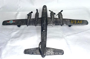 Hand Crafted Cast Metal B-29 USAF Airplane 15" Wingspan Wheels & Propellers Move - Picture 1 of 13