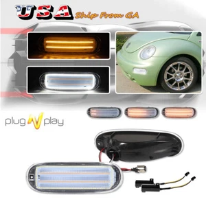 Clear Lens Switchback LED DRL Turn Signal Lights For Volkswagen Beetle 1998-2005 - Picture 1 of 12
