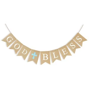 God Bless Banner Baptism Decorations for Boys, First Communion Confirmation D... - Picture 1 of 8