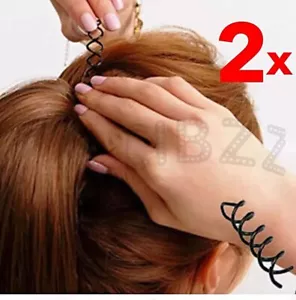 2x Metal Hair Pins Screw Twist Spiral Clips Tool Holder Ponytail Bun Maker BLACK - Picture 1 of 5