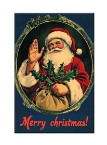 Weihnachtsmann Vintage Ölgemälde auf Leinwand gedruckt, Weihnachtswandkunstdekor, 08 - Bild 1 von 8