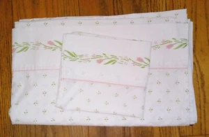 Vtg Laura Ashley Castleberry Sprig Floral Full Flat Sheet & Std Pillowcase *READ - Picture 1 of 7