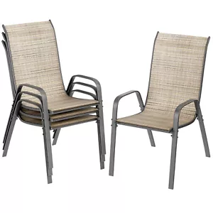 Balkonstühle 4er Set Gartenstühle Stapelbar bis 150 kg Belastbar Metall Braun - Bild 1 von 10