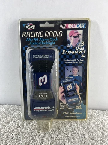 1999 Dale Earnhardt: RACING RADIO AM/FM ALARM  CLOCK FLASHLIGHT,  Brand New Box Cover