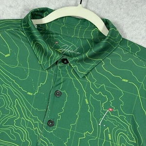 Hoolie Polo Shirt Mens Medium Garden City Reece Golf Performance Stretch AOP - Picture 1 of 12