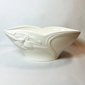 Gorham Linen Flowers Vintage Centerpiece Bisque Bone China Console Vase Bowl - Picture 1 of 9