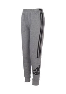 NWT ADIDAS boys core 3 stripes joggers gray/black size 4 - Picture 1 of 6