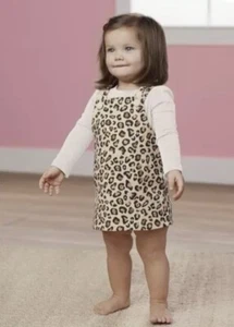 Mud Pie kleine Mädchen Leopardenmuster Cord Overall Kleid Größen 4T-5T Large - Bild 1 von 4