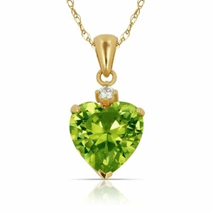 14K massives Gelbgold 0,75" mit Kaution CZ Herz Anhänger August Peridot Geburtsstein - Bild 1 von 1