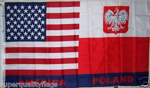 POLONIA/E. UU. ESCUDO DE ARMAS POLONIA BANDERA ÁGUILA NUEVO 3x5 ft - Imagen 1 de 5