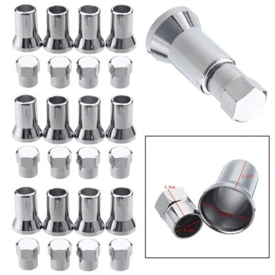 TR413 24Pcs Chrome Car Truck Rim Hole Tire Valve Stem Hex-Cap W/ Sleeve Covers - Image 1 of 4