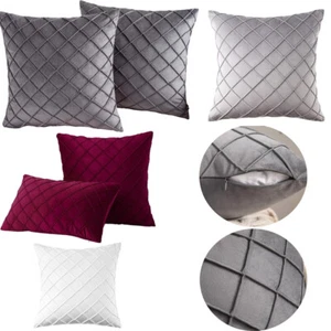 1PC 16" 18" 20" 22" 24" Velvet Checked Cushion Cover Pillow Case Home Sofa Decor - Picture 1 of 16