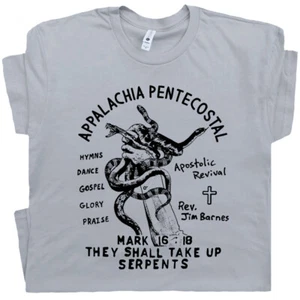 Camiseta Iglesia Manejo Serpiente Extraña Camiseta Oculta Serpiente de Cascabel Gráfico Culto Terror  - Imagen 1 de 6