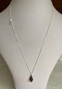 Ruby Bead Pendant on an 18” Sterling Silver Box Chain - Picture 1 of 4