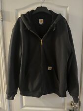 Carhartt Men’s Black Zip Up Hooded Hoodie Jacket Heavy Large