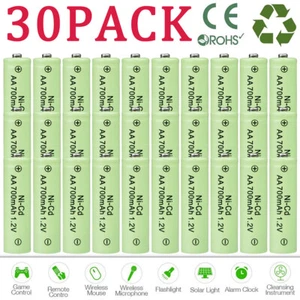 30Pcs AA 700mah 1.2v Rechargeable NiCd Ni-Cd Battery for Garden Solar Light Lamp - Picture 1 of 11