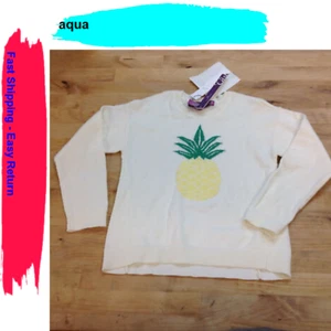 $49 AQUA Girls  pineapple Cotton Sweater - Sizes 4 - Picture 1 of 1