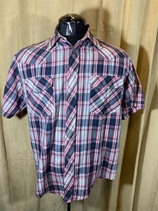 Camicia uomo Western Plains Western M rosa quadri S/S lettino/poliestere a scatto rodeo - Foto 1 di 5