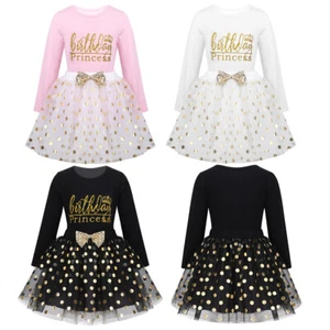 Mädchen 1/2/3/4/5/6. Geburtstag Party Outfit Prinzessin Kleid Langarmshirt +Rock - Picture 1 of 30