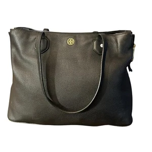 Borsa tote Tory Burch in pelle nera - logo oro e dettaglio zip - Foto 1 di 7