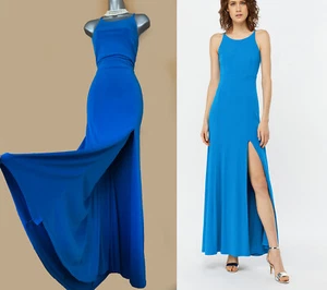 MONSOON UK12 Blue Jersey ELLIE Bridesmaid Cocktail Long Racer Maxi Dress EU 40 - Picture 1 of 9