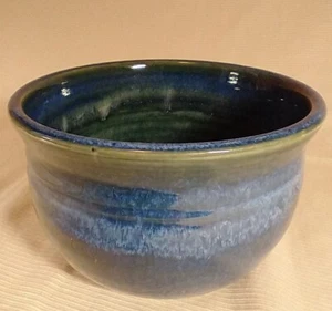 Studio Pottery Ceramic Blue Green Drip Glaze 5" Dia. Artist Signed - Picture 1 of 10