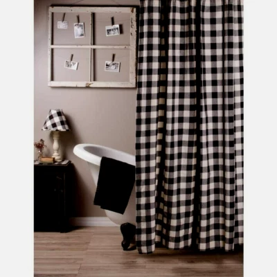Cortina de ducha a cuadros Farmhouse Buffalo en negro Foto 1 de 3