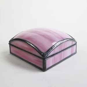 Stained glass jewelry box - pink color art glass - Picture 1 of 8