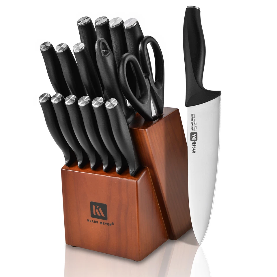 Klaus Meyer Acciaio Finest Stainless Steel 17 Piece Kitchen Knife Block Set