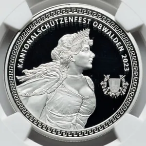 NGC PR69, Switzerland 2023 Swiss Obwalden Shooting Festival Hab-116a, 1 Oz Coin - Picture 1 of 3