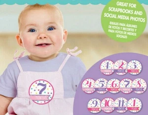 12 NEW BABY GIRL MILESTONE STICKER shower mum scrapbook photo album cards - Picture 1 of 2