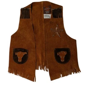 Sheplers Suede Leather Vest Medium Longhorn Steer Sheriff Cowboy Rodeo Western - Picture 1 of 8