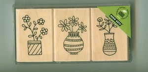 HERO ARTS rubber stamp set VASE TRIO wood mounted, Flowers, LP174 - Picture 1 of 1