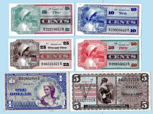 Beautiful Uncirculated short set of Series 661 MPC 5c through $5. - Picture 1 of 3