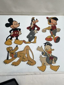 Recortes de madera vintage de los años 40 de Disney Mickey, Goofy, Pinocho, Donald y Plutón - Imagen 1 de 11